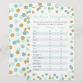 Mint Goud Wie Kent Moeders Het Best Baby Shower Sp (Voorkant / Achterkant)