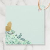 Mint gouden bloemvlinder Quinceañera Bedankjes Labels (Achterkant)