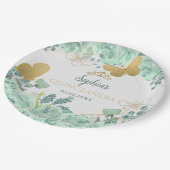 Mint gouden bloemvlinder Quinceañera Papieren Bordje (Gekanteld)