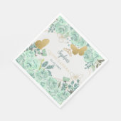 Mint gouden bloemvlinder Quinceañera Servet (Hoek)