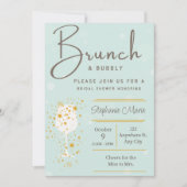 Mint gouden bubbels en brunch douche uitnodiging (Voorkant)