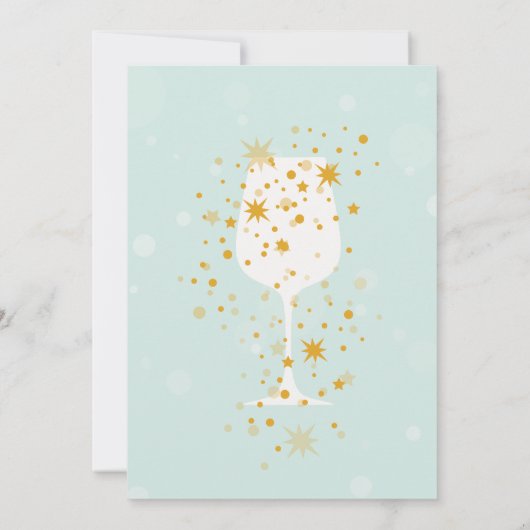 Mint gouden bubbels en brunch douche uitnodiging (Achterkant)