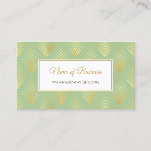 Mint Gouden Chevron Omlijst Design Visitekaartje (Voorkant)