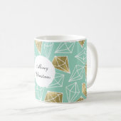 Mint Gouden Diamanten Kerstmis Koffiemok (Voorkant rechts)