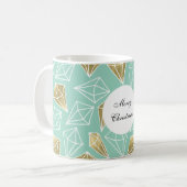 Mint Gouden Diamanten Kerstmis Koffiemok (Voorkant links)