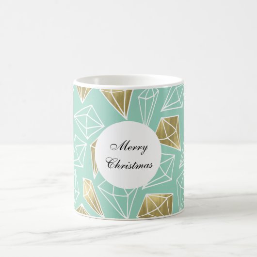 Mint Gouden Diamanten Kerstmis Koffiemok (Center)