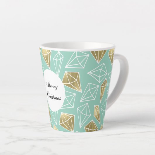 Mint Gouden Diamanten Kerstmis Latte Mok (Rechterhoek)
