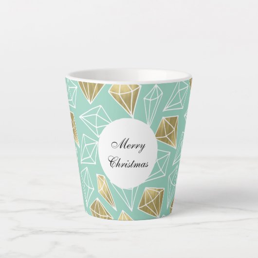 Mint Gouden Diamanten Kerstmis Latte Mok (Voorkant)