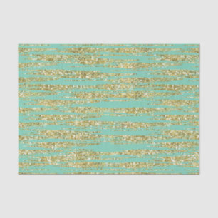 Mint gouden faux glitter strepen tissuepapier