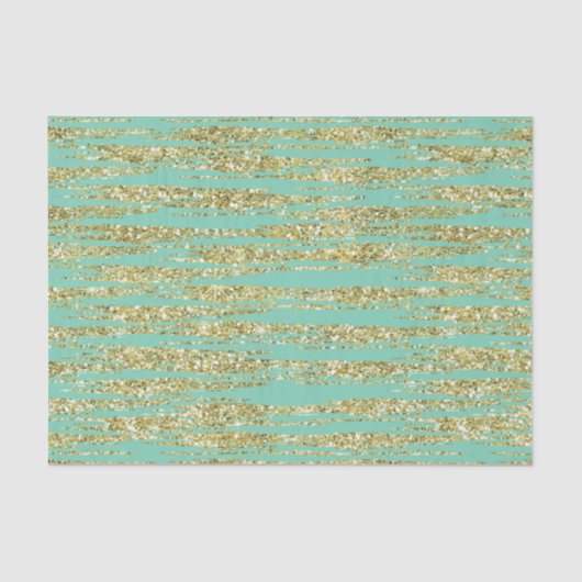 Mint gouden faux glitter strepen tissuepapier (Voorkant)
