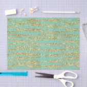 Mint gouden faux glitter strepen tissuepapier (Craft)