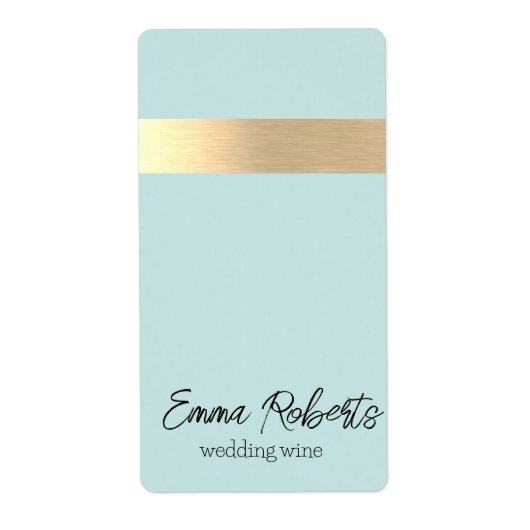 Mint Gouden Folie Rustieke Faux Etiket (Voorkant)