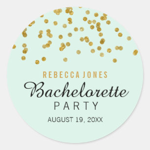Mint Gouden Glitter confetti Bachelorette Sticker