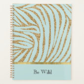 Mint Gouden Glitter Zebra Planner (Voorkant)