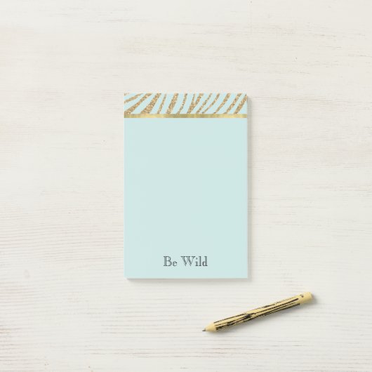 Mint Gouden Glitter Zebra Post-it® Notes (Op bureau)