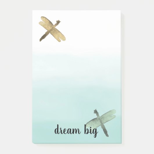 Mint gouden libellen Ombre Post-it® Notes (Voorkant)