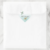 Mint gouden libellen Ombre Waterverf Hart Sticker (Tas)