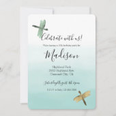 Mint gouden libellen Ombre Waterverf Kaart (Voorkant)