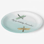 Mint gouden libellen Ombre Waterverf Papieren Bordje (Gekanteld)