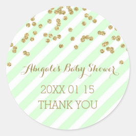 Mint gouden strepen Baby shower gunst Sticker