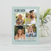 Mint Grad Announcement With Photos Kaart (Staand voorkant)