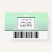 Mint gradiënt Glitter foto Logo werknemer ID-kaart Badge (Achterkant)