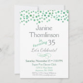 Mint Gray Birthday Uitnodiging Confetti Waterverf (Voorkant)