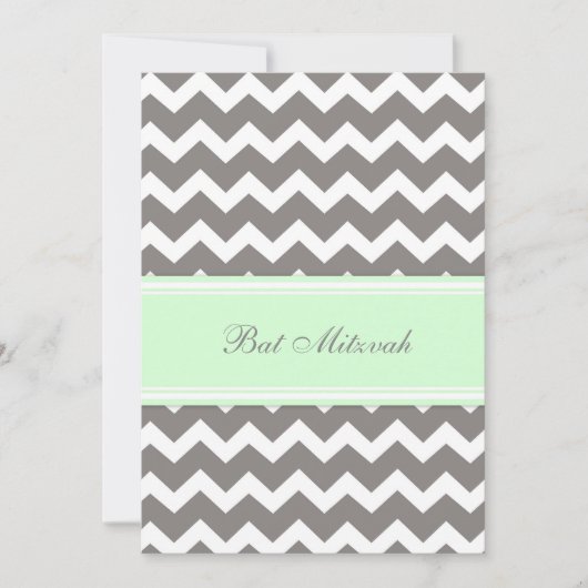 Mint Gray Chevron Bat Mitzvah Invitaties Kaart (Voorkant)