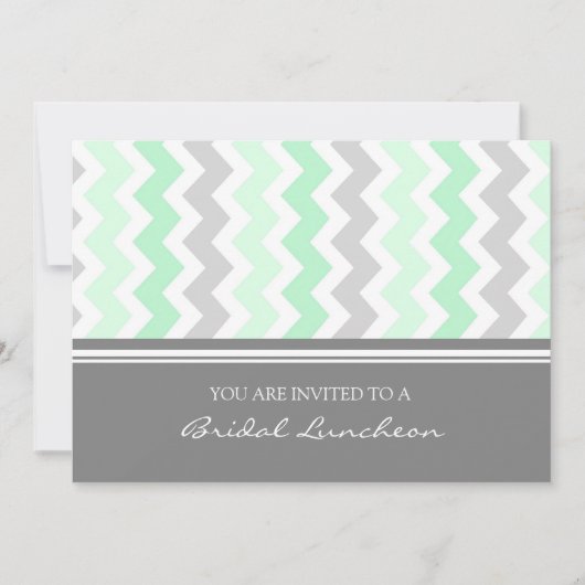 Mint Gray Chevron Bridal Lunch Uitnodiging (Voorkant)