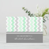 Mint Gray Chevron Bridal Lunch Uitnodiging (Staand voorkant)