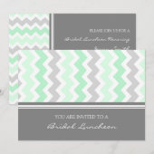 Mint Gray Chevron Bridal Lunch Uitnodiging (Voorkant / Achterkant)