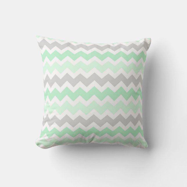 Mint Gray Chevron Decoratief Pillow Kussen (Voorkant)