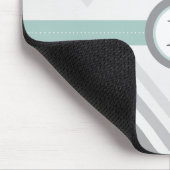 Mint + Gray Chevron Mousepad Muismat (Hoek)