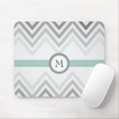 Mint + Gray Chevron Mousepad Muismat (Met muis)