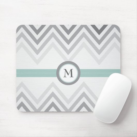 Mint + Gray Chevron Mousepad Muismat (Met muis)