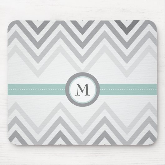 Mint + Gray Chevron Mousepad Muismat (Voorkant)