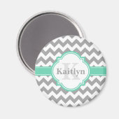 Mint Gray Chevron Pattern & Moroccan Quatrefoil Magneet (Voorkant / Achterkant)