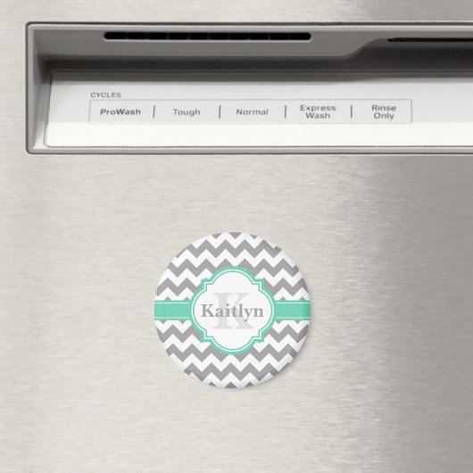 Mint Gray Chevron Pattern & Moroccan Quatrefoil Magneet (Insitu (Vaatwasser))