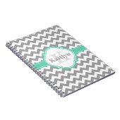 Mint Gray Chevron Pattern & Moroccan Quatrefoil Notitieboek (Rechterzijde)