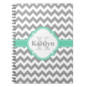 Mint Gray Chevron Pattern & Moroccan Quatrefoil Notitieboek (Voorkant)