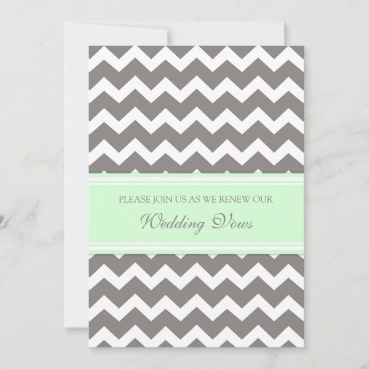 Mint Gray Chevron Wedding Vow Renewal Uitnodiginge Kaart (Voorkant)
