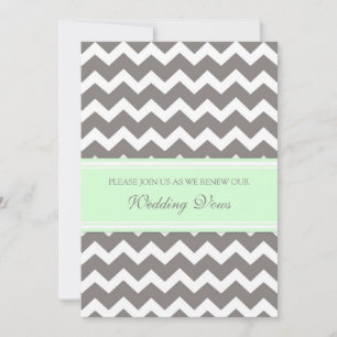 Mint Gray Chevron Wedding Vow Renewal Uitnodiginge Kaart