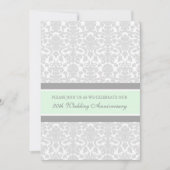 Mint Gray Damask 20th Anniversary Party Invitation Kaart (Voorkant)