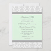 Mint Gray Damask 20th Anniversary Party Invitation Kaart (Achterkant)