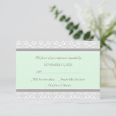 Mint Gray Damask RSVP Weddenkaart (Staand voorkant)