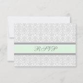 Mint Gray Damask RSVP Weddenkaart (Achterkant)