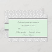 Mint Gray Damask RSVP Weddenkaart (Voorkant / Achterkant)