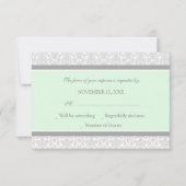 Mint Gray Damask RSVP Weddenkaart Kaartje (Voorkant)