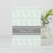Mint Gray Damask Wedding Vow Renewal Uitnodigingen (Staand voorkant)