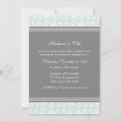 Mint Gray Damask Wedding Vow Renewal Uitnodigingen (Achterkant)